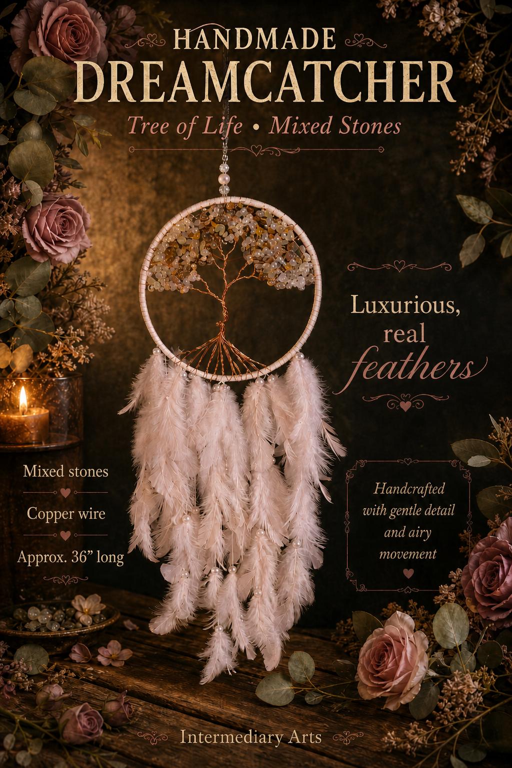 Handmade Copper & Mixed Stone Dream Catcher
