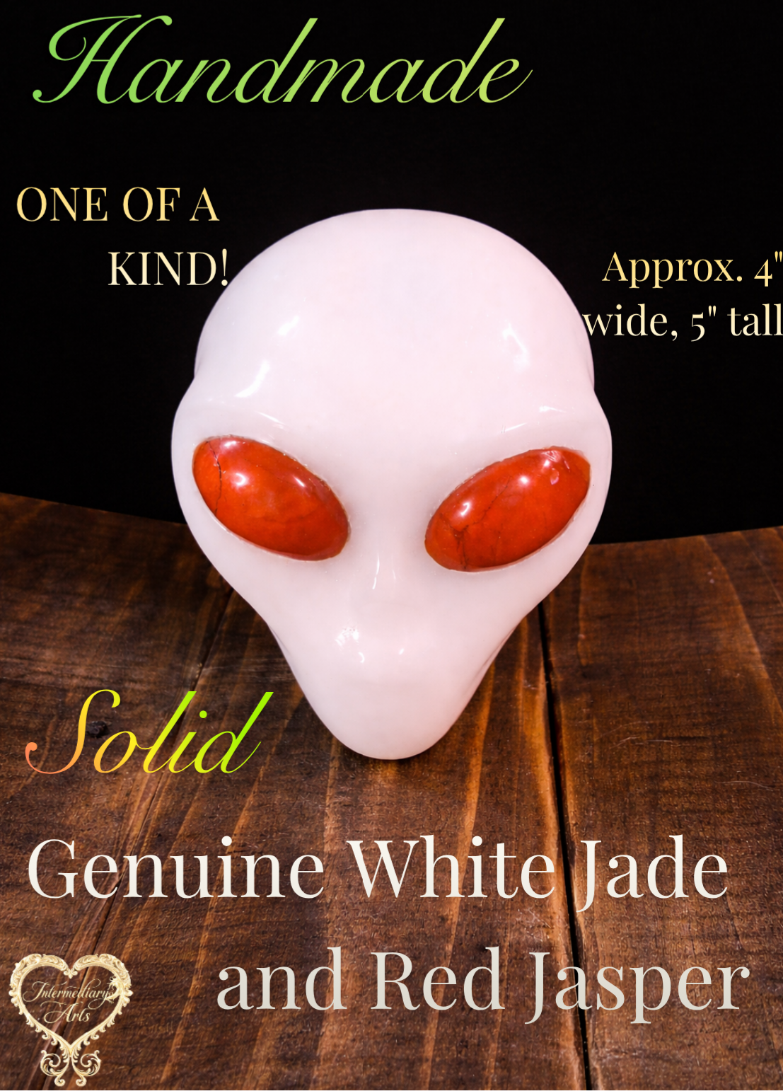 White Jade & Red Jasper Alien Head