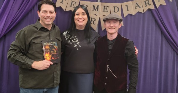 Artemaeus at an Intermediary Arts event with Mike Ricksecker and Katherine Ricksecker